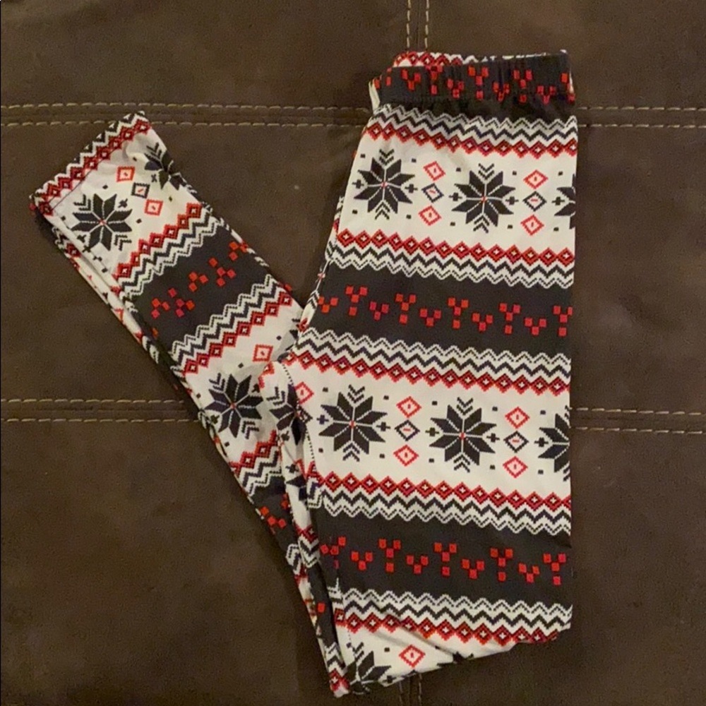 Snowflake leggings in black, red & white